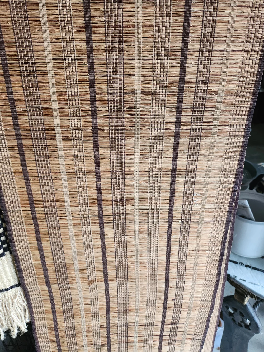 Natural Woven Table Runner with Brown Stripe